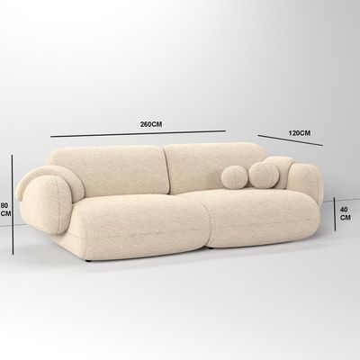 Seasons 3 Seater Sofa – Premium Beige Boucle Modern Sofa Set for Stylish Boho Living Rooms