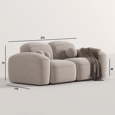 Montana 2 Seater Sofa – Luxury Grey Leather Modern Sofa Set with Curved Corner Design