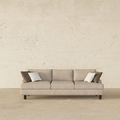 Prince 3 Seater Sofa – Classic Beige Cotton Blend Modern Sofa Set with Timeless Design