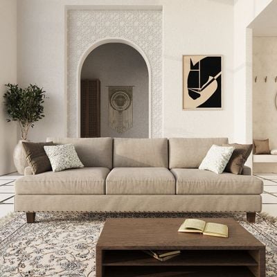 Prince 3 Seater Sofa – Classic Beige Cotton Blend Modern Sofa Set with Timeless Design