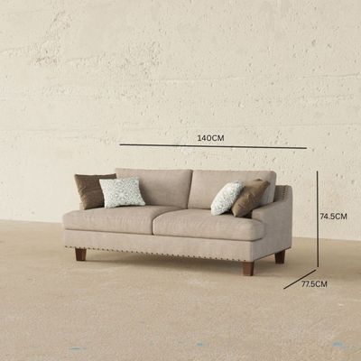 Prince 2 Seater Sofa – Classic Beige Cotton Blend Modern Sofa Set with Timeless Design