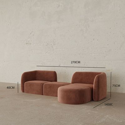 Luxury Helga Sofa Set – Modern 3 Seater Sofa & L-Shaped Sofa with Movable Ottoman