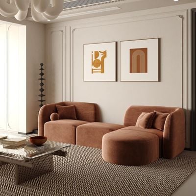 Luxury Helga Sofa Set – Modern 3 Seater Sofa & L-Shaped Sofa with Movable Ottoman