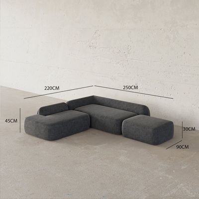 Esaka Modular Sofa Set – Modern 3 Seater Sofa & L-Shaped Sofa in Neutral Grey Linen Blend