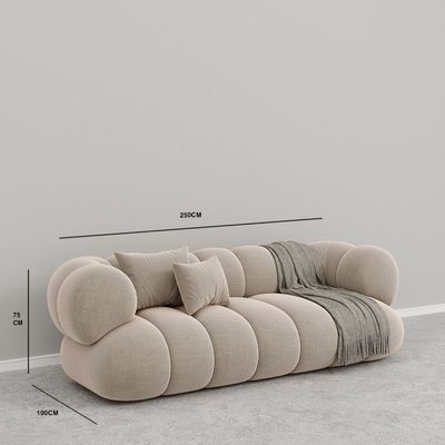 Ava Velvet Sofa Set – Luxury 3 Seater Sofa & Modern Upholstered Sofa with Curved Rectangle Design