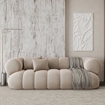 Ava Velvet Sofa Set – Luxury 3 Seater Sofa & Modern Upholstered Sofa with Curved Rectangle Design