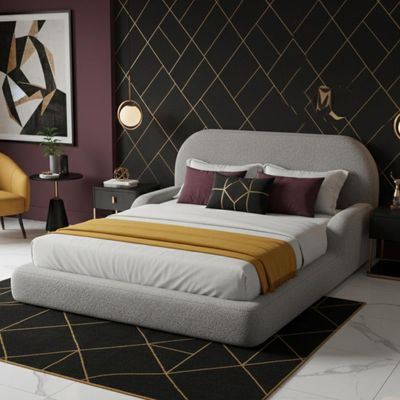 Premium Kids Bed | Luxury Toddler Bed with Safety Rails | Elegant Super Double Bed for Modern Nursery (Grey)