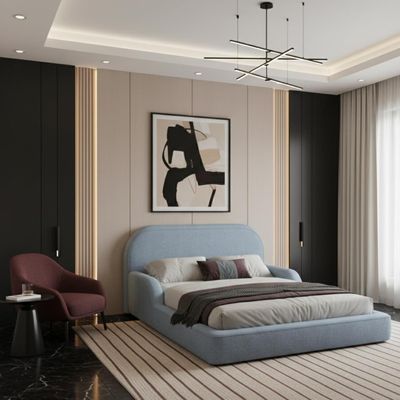 Premium Kids Bed | Luxury Toddler Bed with Safety Rails | Elegant Double Bed for Modern Nursery (Sky Blue)