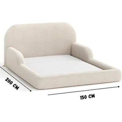 Premium Kids Bed | Luxury Toddler Bed with Safety Rails | Elegant Queen Bed for Modern Nursery (Beige)