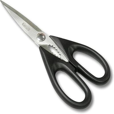 9 Inch Multipurpose Stainless Steel Kitchen Scissors, Ultra Sharp Heavy Duty Shears with Red and Black Knob, Premium Serrated Blades for Home, Office, Daily Cutting Tasks with Nutcracker