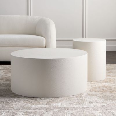 Fountain 2-Piece Coffee Table Set – Modern Round Nesting Tables & Elegant Living Room Centerpiece