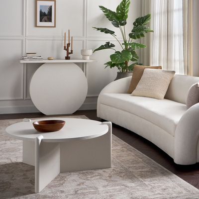 Glimpse Modern Coffee Table – Luxury Round Center Table with Stylish 3-Leg Pedestal Design