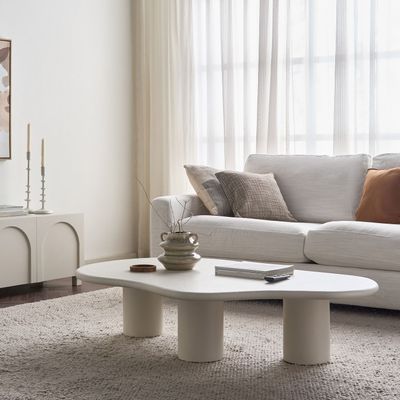 Wisp Organic Coffee Table – Luxury Freeform Center Table with Modern Pillar Leg Design
