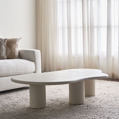 Wisp Organic Coffee Table – Luxury Freeform Center Table with Modern Pillar Leg Design