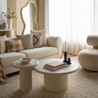 Sway 2-Piece Coffee Table Set – Modern Round Nesting Tables with Pedestal Base for Living Room