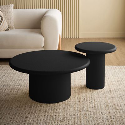 Sway 2-Piece Coffee Table Set – Luxury Round Nesting Tables with Pedestal Base for Modern Living Rooms