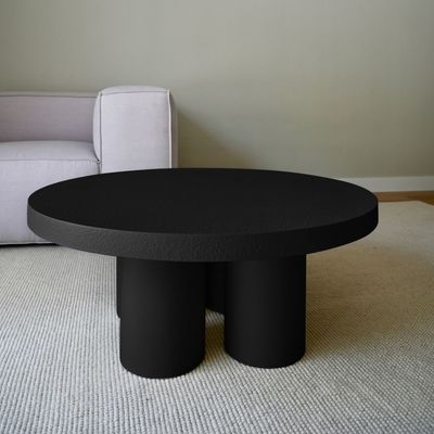 Ember Coffee Table – Luxury Round Center Table with Textured Finish & Cylindrical Leg Design