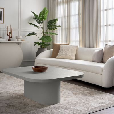 Block Coffee Table – Elegant Modern Rectangle Center Table with Textured Finish