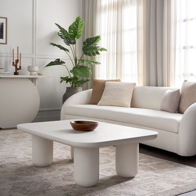 Velvet Coffee Table – Elegant Modern Rectangle Center Table with Textured Finish
