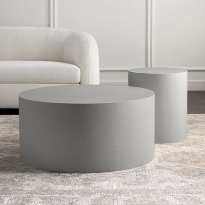 Fountain 2-Piece Coffee Table Set – Modern Round Nesting Center Tables for Stylish Living Rooms