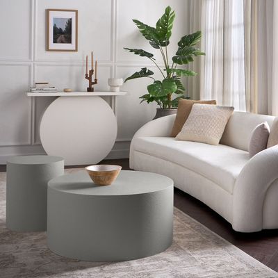 Fountain 2-Piece Coffee Table Set – Modern Round Nesting Center Tables for Stylish Living Rooms