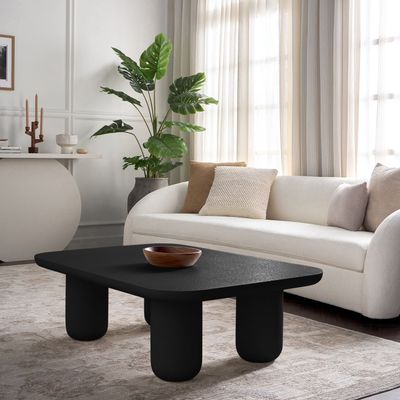 Velvet Coffee Table – Premium Modern Rectangle Center Table with Cylindrical Legs