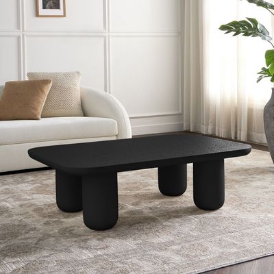 Velvet Coffee Table – Premium Modern Rectangle Center Table with Cylindrical Legs