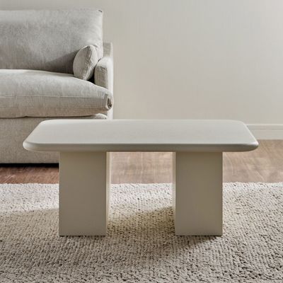 Vesper Coffee Table – Modern Luxury Rectangle Center Table with Dual-Pillar Base