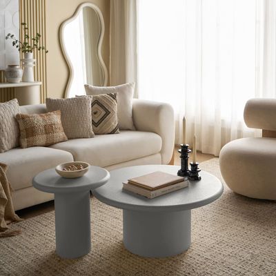 Sway 2-Piece Coffee Table Set – Modern Round Nesting Center Tables with Pedestal Base Sway 2-Piece Coffee Table Set – Modern Round Nesting Center Tables with Pedestal Base