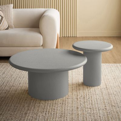 Sway 2-Piece Coffee Table Set – Modern Round Nesting Center Tables with Pedestal Base