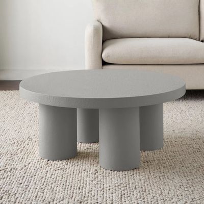 Ember Coffee Table – Modern Round Center Table with Textured Finish & Cylindrical Legs