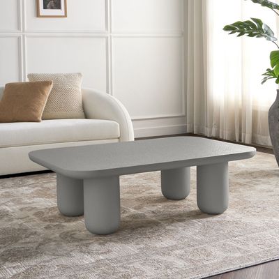 Velvet Coffee Table – Modern Luxury Rectangle Center Table with Cylindrical Legs