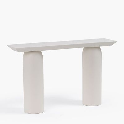 Gothic Console Table – Luxury Modern Entryway Console with Pillar Legs & Chamfered-Edge Design