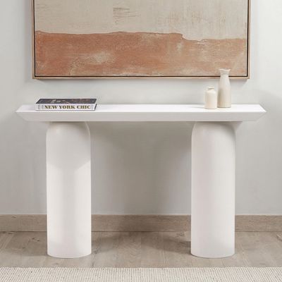 Gothic Console Table – Luxury Modern Entryway Console with Pillar Legs & Chamfered-Edge Design