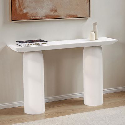 Gothic Console Table – Luxury Modern Entryway Console with Pillar Legs & Chamfered-Edge Design