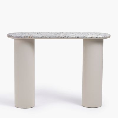 Pillar Terrazzo Top Console – Luxury Modern Entryway Table with Cylindrical Legs & Elegant Terrazzo Finish