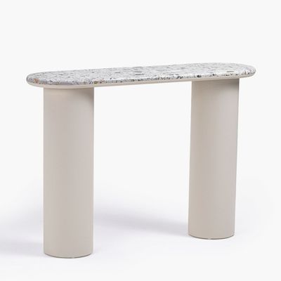 Pillar Terrazzo Top Console – Luxury Modern Entryway Table with Cylindrical Legs & Elegant Terrazzo Finish