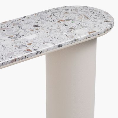 Pillar Terrazzo Top Console – Luxury Modern Entryway Table with Cylindrical Legs & Elegant Terrazzo Finish