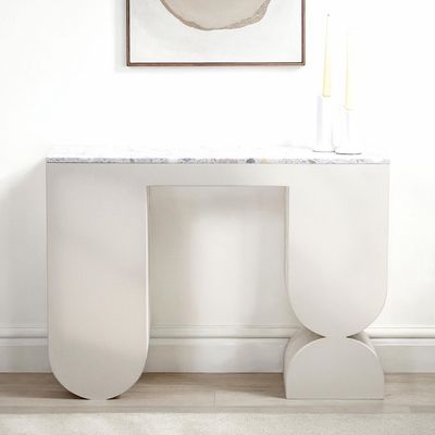 Scultura Terrazzo Top Console – Luxury Modern Entryway Console with Architectural Base & Terrazzo Finish