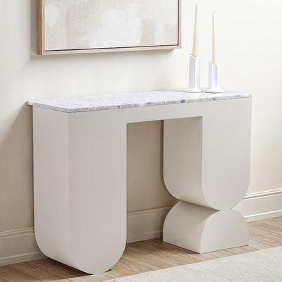 Scultura Terrazzo Top Console – Luxury Modern Entryway Console with Architectural Base & Terrazzo Finish