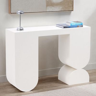 Scultura Console Table – Luxury Modern Entryway Console with Bold Geometric Design & Plaster Finish