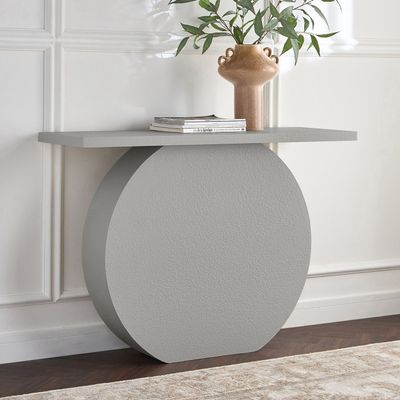 Circle Console Table – Luxury Modern Entryway Console with Round Base & Textured Finish