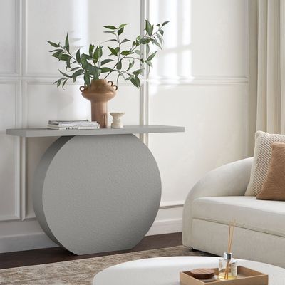 Circle Console Table – Luxury Modern Entryway Console with Round Base & Textured Finish