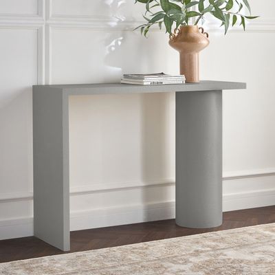 Column Console Table – Luxury Modern Entryway Console with Textured Finish & Pedestal Base