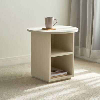 Seaside Side Table – Luxury Modern Round Accent Table with Storage Shelf for Living Room & Bedroom