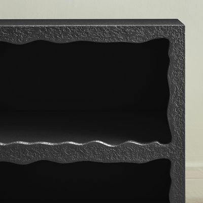 Cloudy Side Table – Luxury Modern Square Accent Table with Shelf for Stylish Living Room & Bedroom (Black)