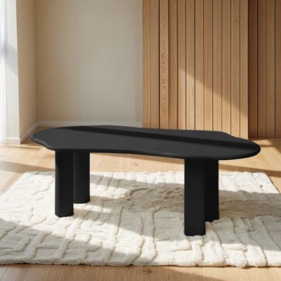 Lake 6-Seater Dining Table – Premium Rectangular Dining Table with Modern Wave Design (Black)
