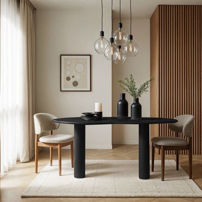 Lake 6-Seater Dining Table – Premium Rectangular Dining Table with Modern Wave Design (Black) Lake 6-Seater Dining Table – Premium Rectangular Dining Table with Modern Wave Design (Black)