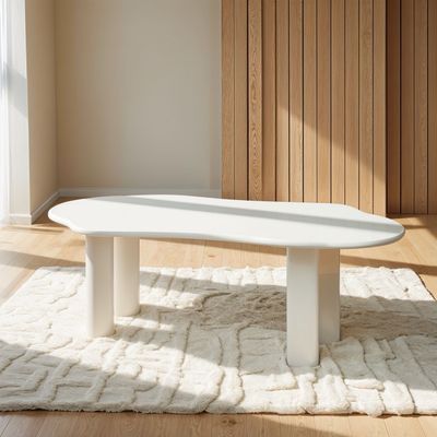 Lake 6-Seater Dining Table – Premium Rectangular Dining Table with Modern Wave Design (White)