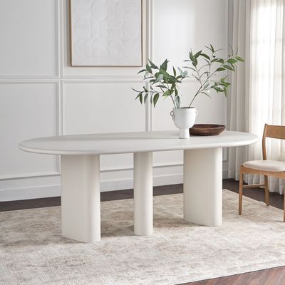 Pillar 6-Seater Dining Table – Elegant Oval Dining Table with Sturdy Pillar Legs
